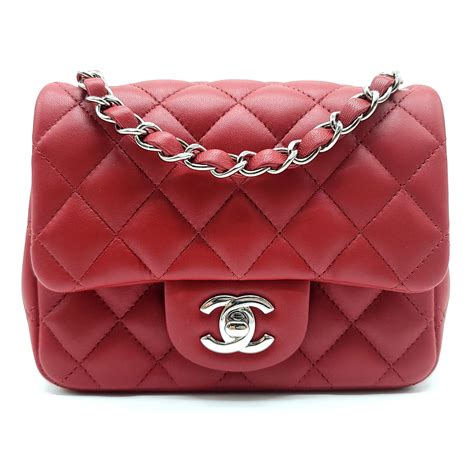 chanel mini square red caviar|CHANEL Lambskin Quilted Mini Square Flap Red.